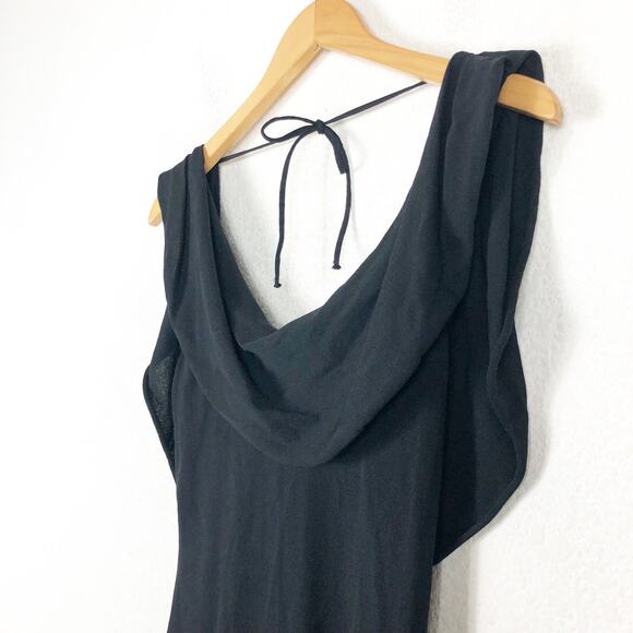 Zara Cowl Neck Black Knit Maxi Dress Small Low Back Resort Wear Minimalist - Picture 7 of 13
